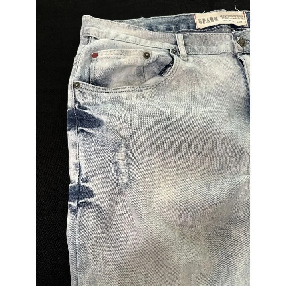 Spark Premium Denim Mens Jeans 38x32 Studio Collection‎ Ice Blue ~ FAST Shipping
